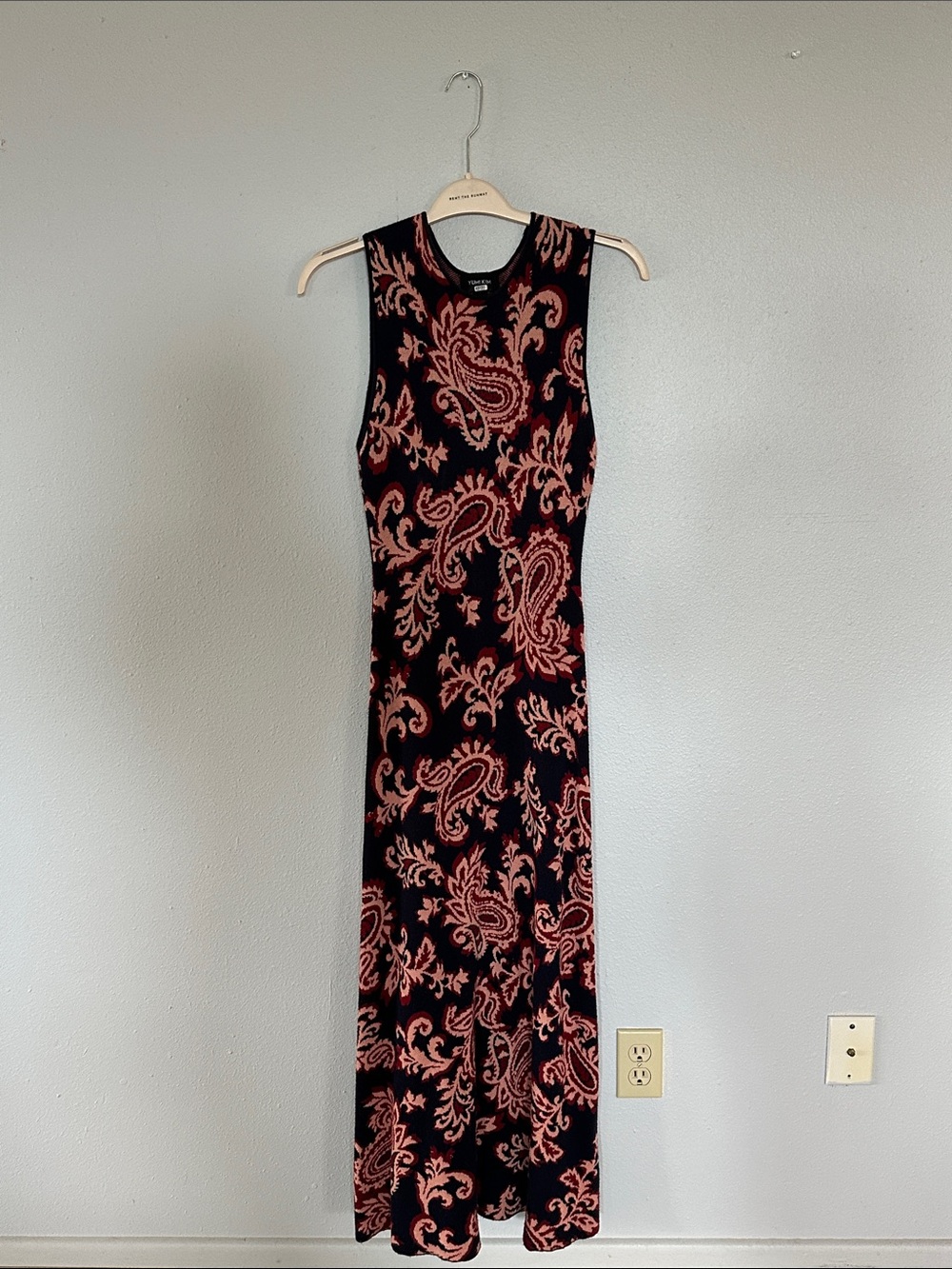 Yumi Kim Black Maxi Dress with Red Paisley Print